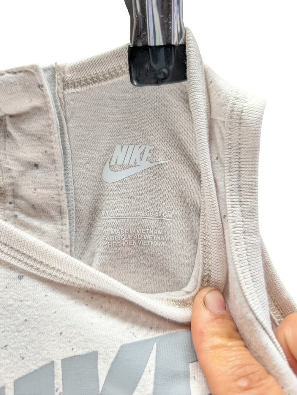 Nike Romper Baby 3 Months 3M Logo Pocket Speckled Cream - Picture 6 of 6